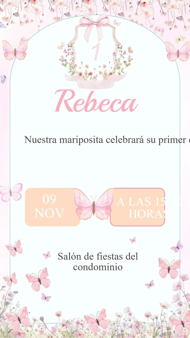 Invitación Cumpleaños Jardín de las Mariposas