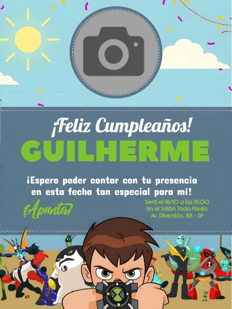 Invitación Ben 10 Con Foto Niño