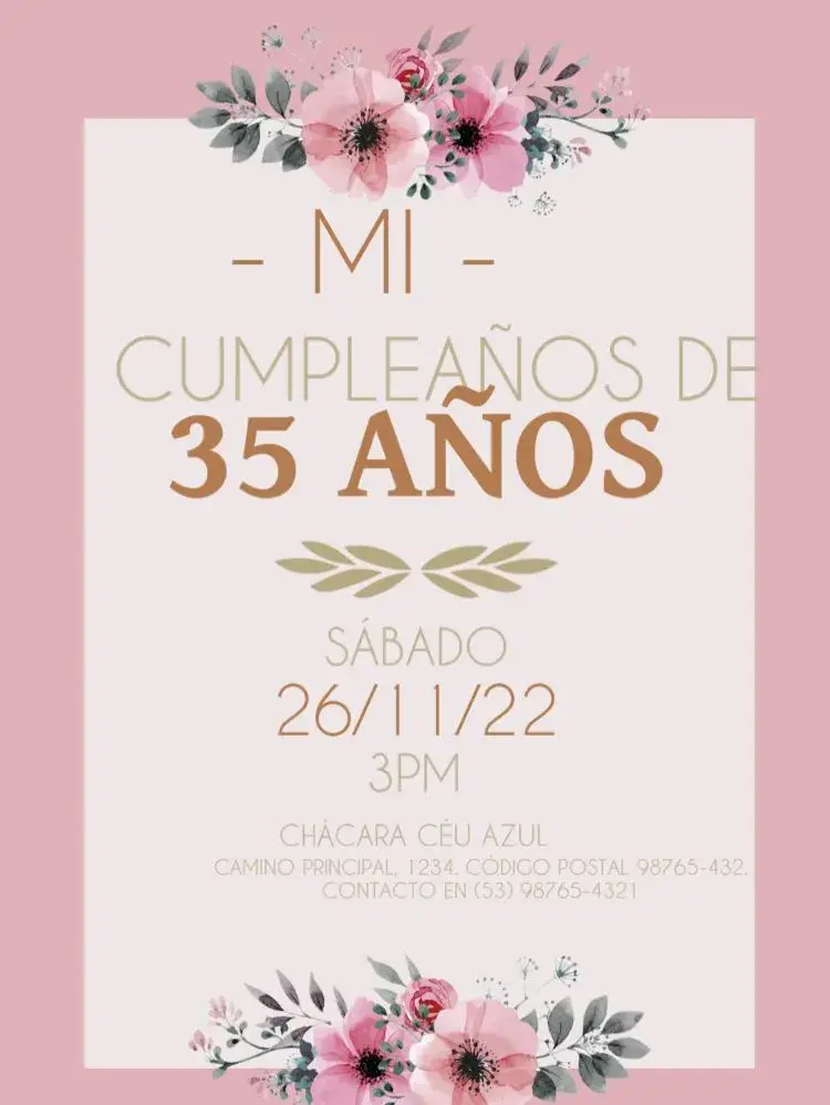 Invitación 35 Años Delicado Beige