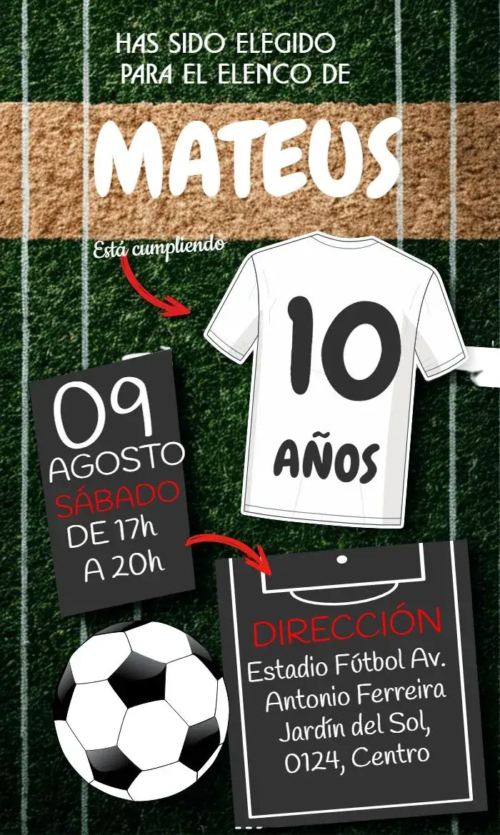 Invitación Fútbol Verde – tema Más buscados verde, fútbol, deporte, animado, colorido