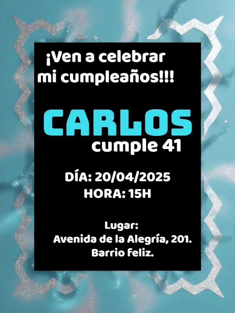 Invitación Azul Minimalista Plata – tema Cumpleaños minimalista, elegante, moderno, azul, prata