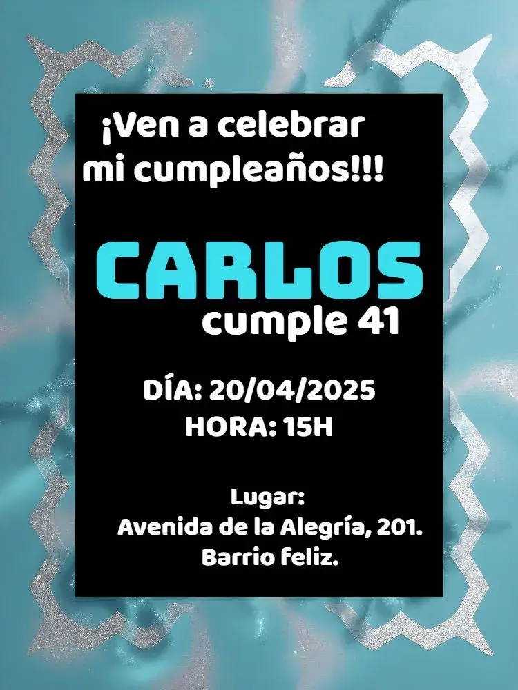 Invitación Azul Minimalista Plata