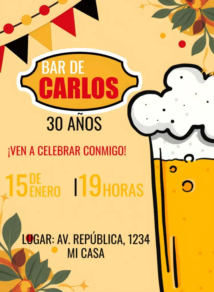 Invitación Boteco Bebidas