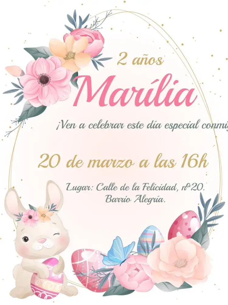 Invitación Pascua Caza – tema Fechas Conmemorativas floral, moderno, infantil, colorido, divertido