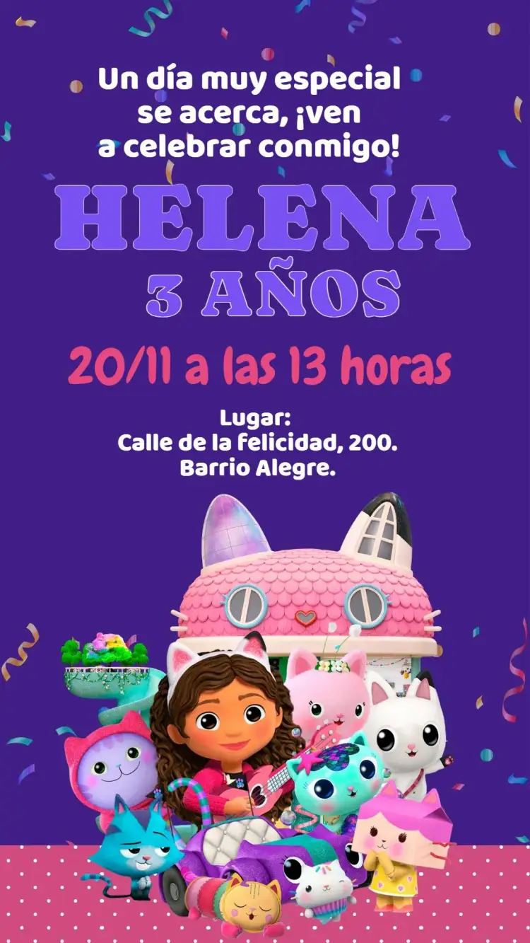 Invitación Cumpleaños Casa Mágica de Gabby