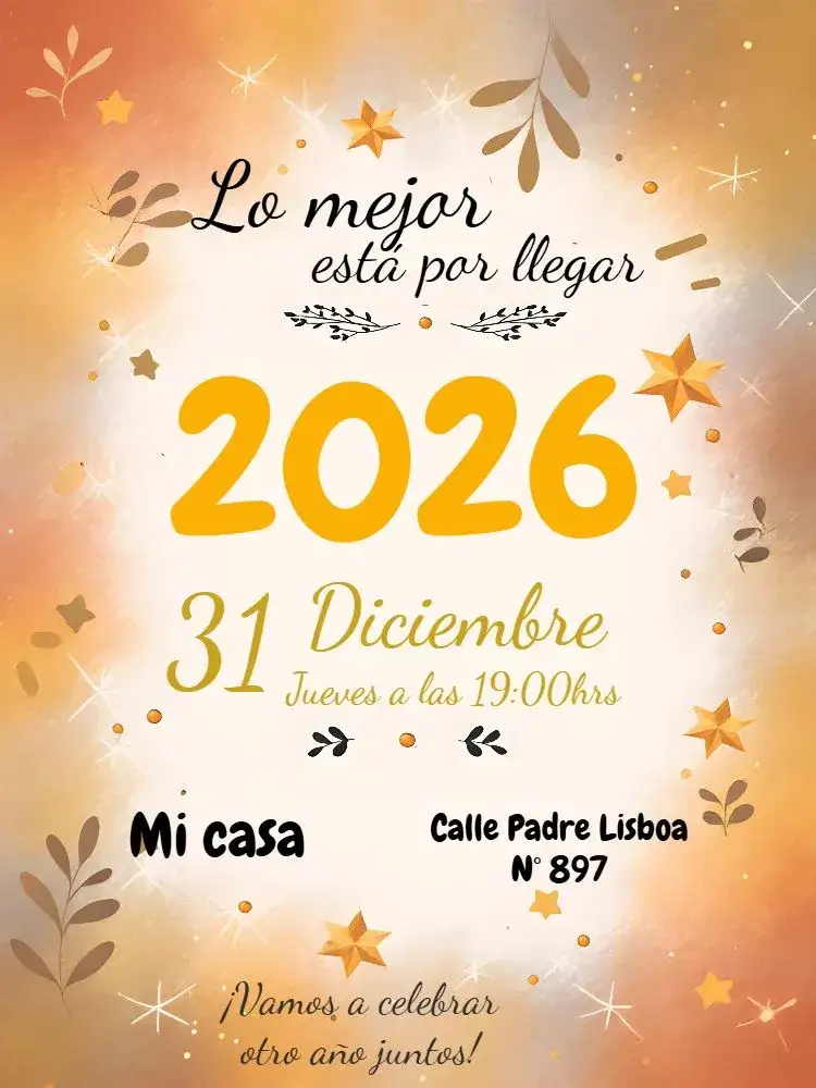 Invitación Fiesta De Año Nuevo 2021 – tema Fechas Conmemorativas dorado, blanco, negro, moderno, festivo, elegante