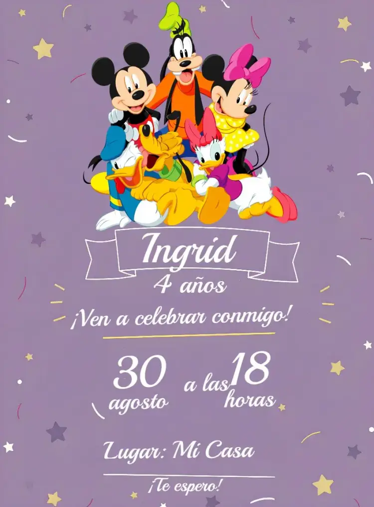 Invitación Turma De Mickey Blanco