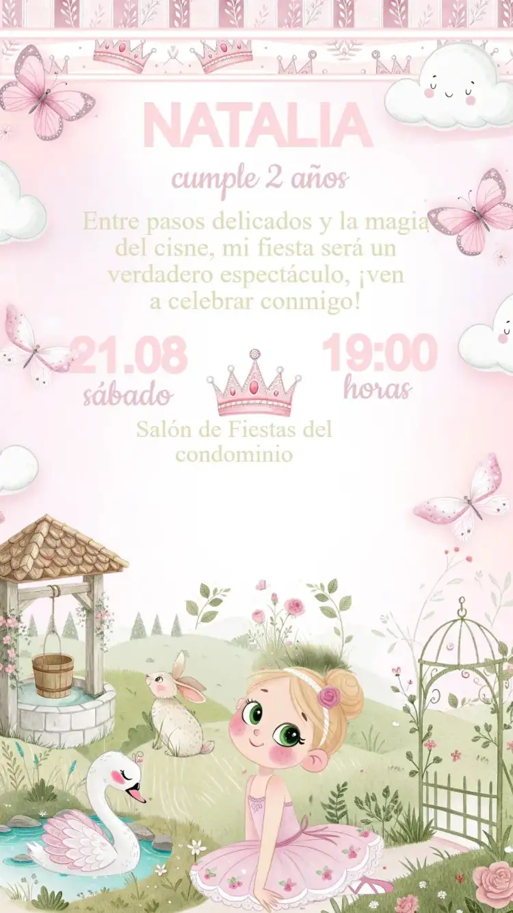 Invitación Cumpleaños Jardín de la Bailarina
