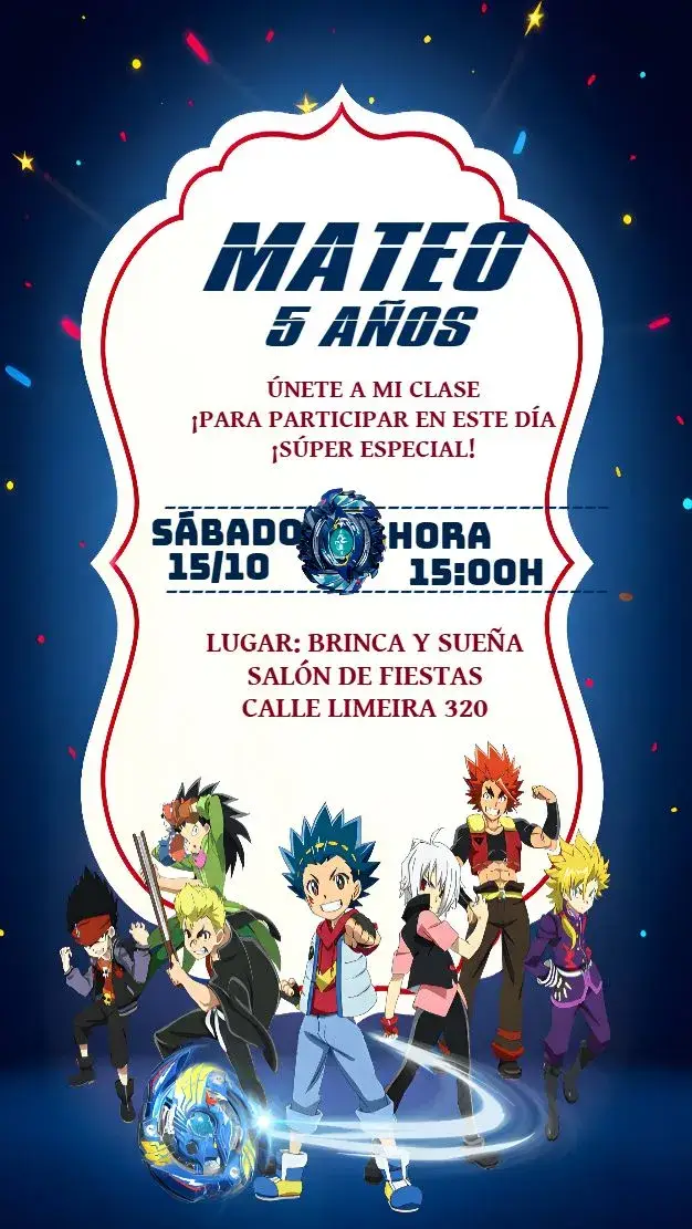 Invitación Beyblade Infantil
