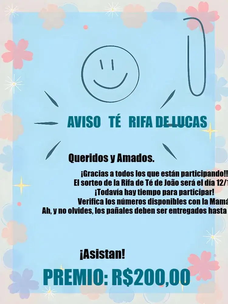 Lembrete Té Azul Rifa Cobrar