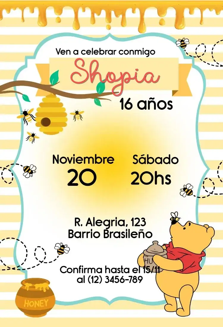 Invitación Oso Pooh