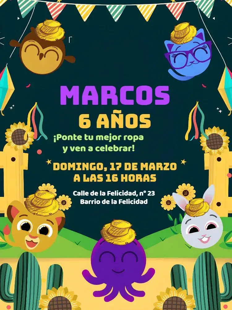 Invitación Bolofofos San Juan Arraiá – tema Fechas Conmemorativas colorido, fiesta junina, vintage, juguetón, nordestino, divertido