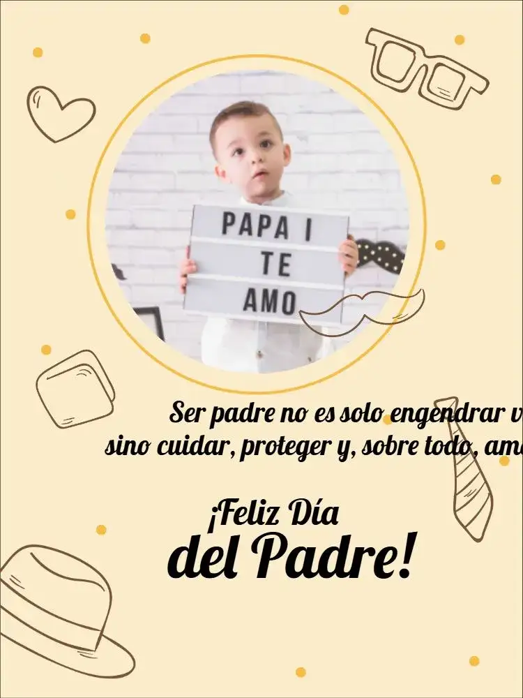 Tarjeta Del Día Del Padre Con Foto Marrón