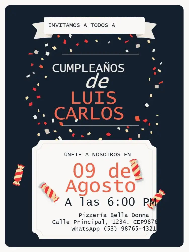 Invitación Clásico Oscuro – tema Cumpleaños Infantil clásico, elegante, juvenil, festivo, moderno, colorido