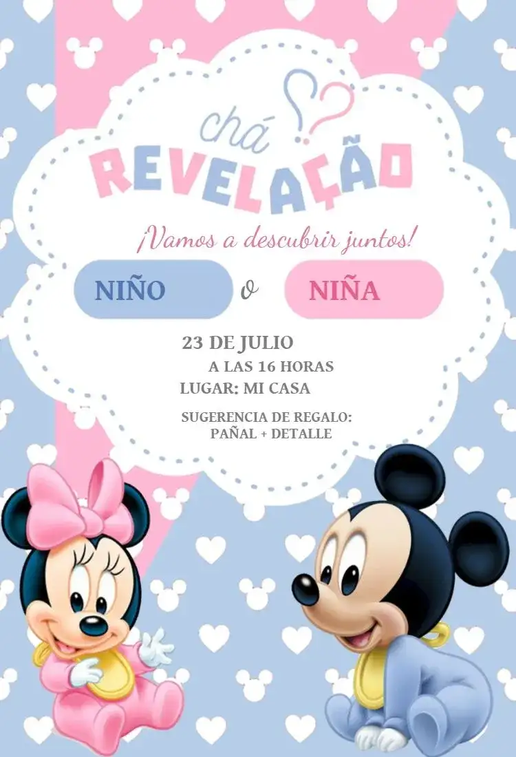 Baby Shower Revelación de Minnie y Mickey