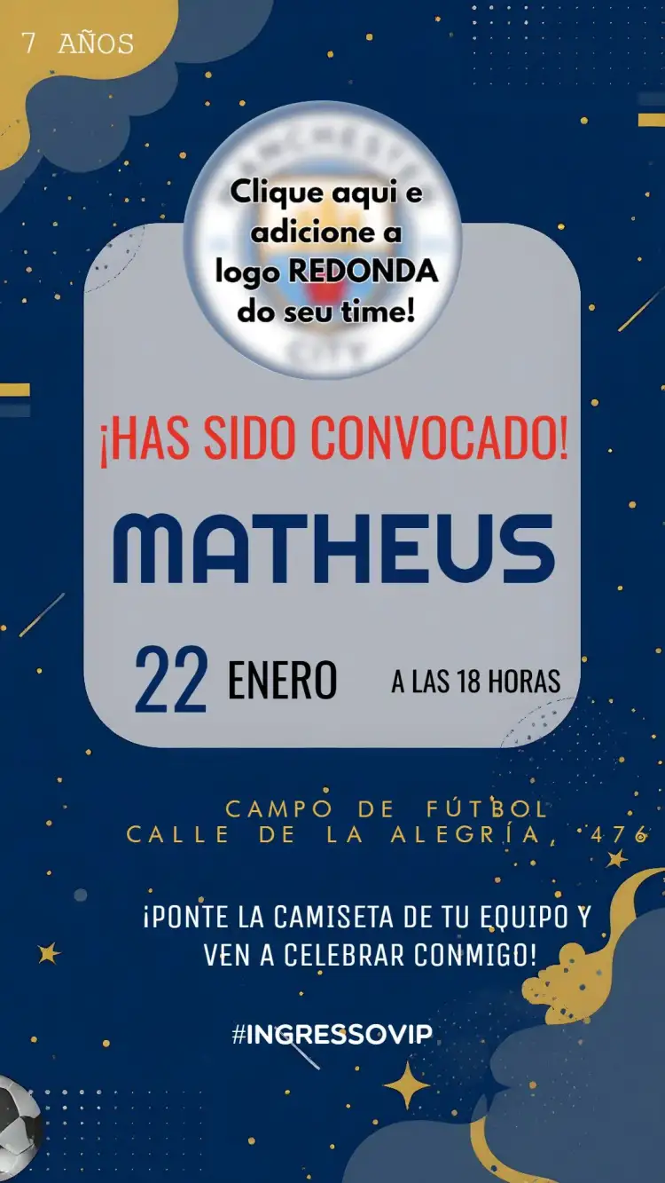 Invitación Fútbol Manchester – tema Cumpleaños Infantil fútbol, colorido, moderno, deportivo, divertido, temático
