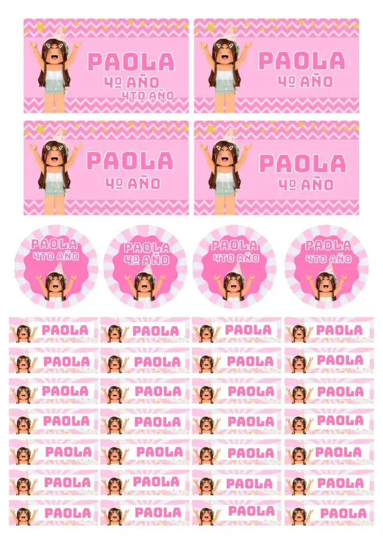 Etiqueta escolar Roblox Rosa