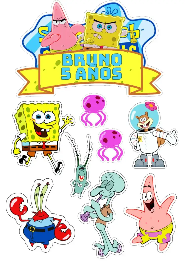 Invitación Topo De Bolo Bob Esponja Sandy – tema Más buscados colorido, divertido, infantil, azul marino, dibujos animados, tropical