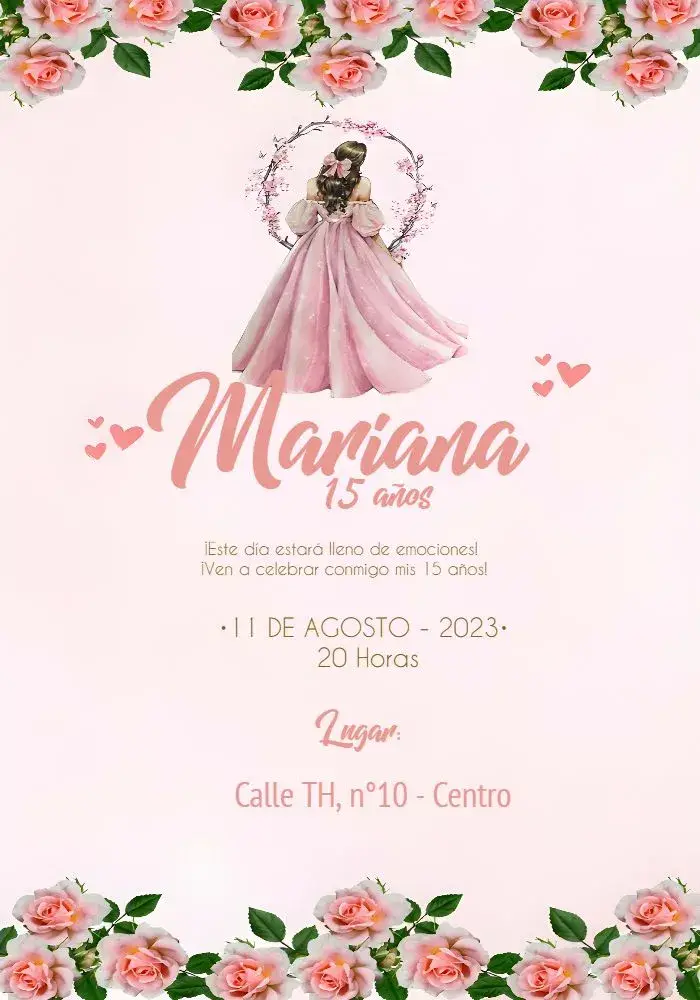 Invitación 15 Años Floral Amarillo