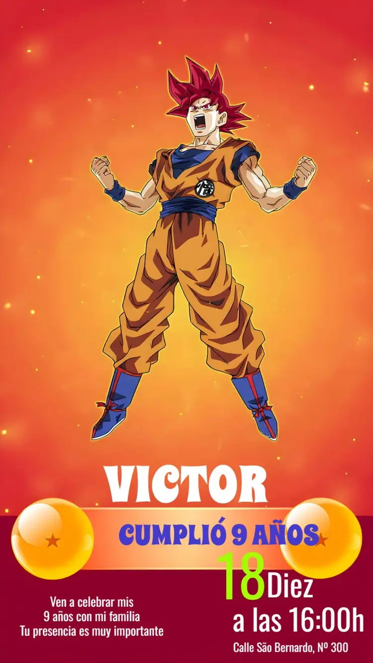 Invitación Dragon Ball Z Digital