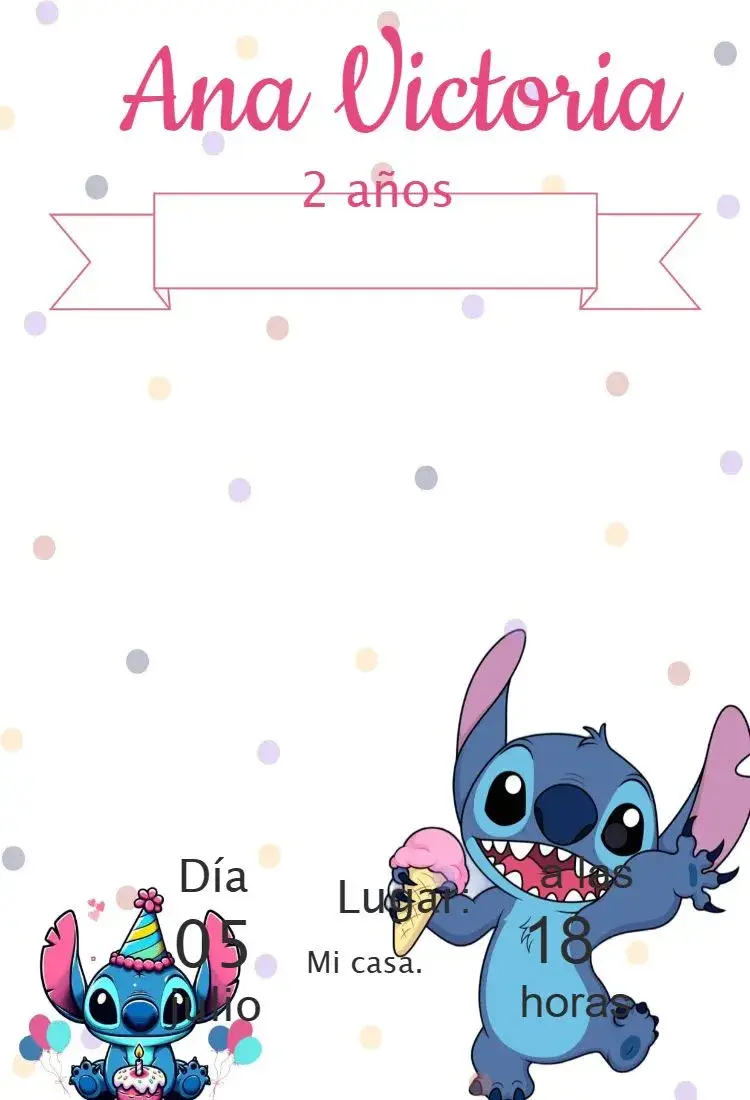 Invitación cumpleaños infantil Stitch