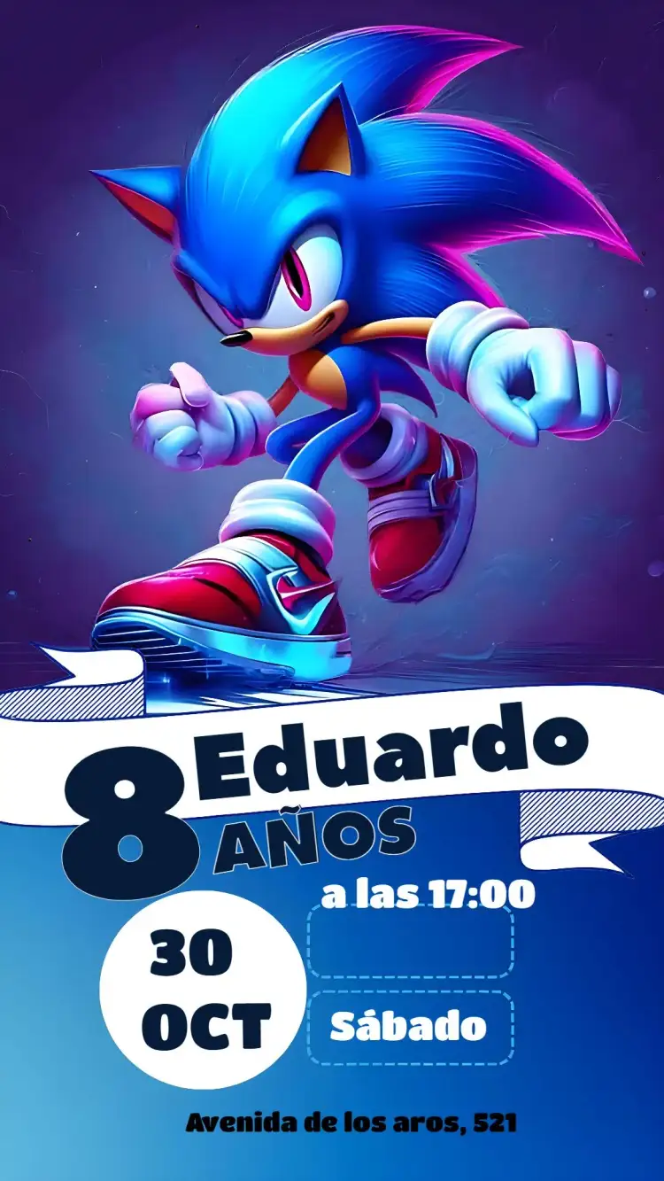 Invitación Sonic Película – tema Más buscados colorido, moderno, infantil, temático, divertido