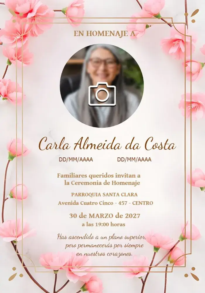 Invitación Misa De Fallecimiento Con Foto Luto