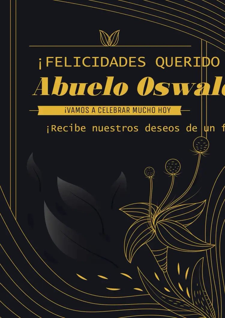 Invitación Póster de Elegante Femenino – tema Cumpleaños Infantil elegante, floral, negro, dorado, moderno