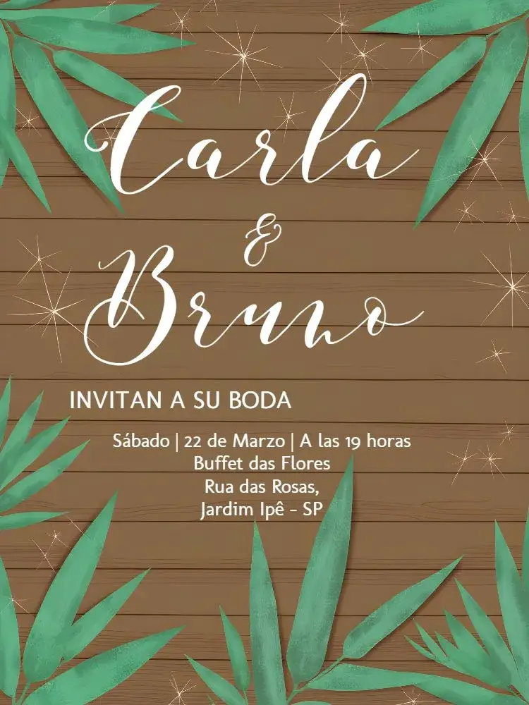 Invitación Boda Minimalista Hojas