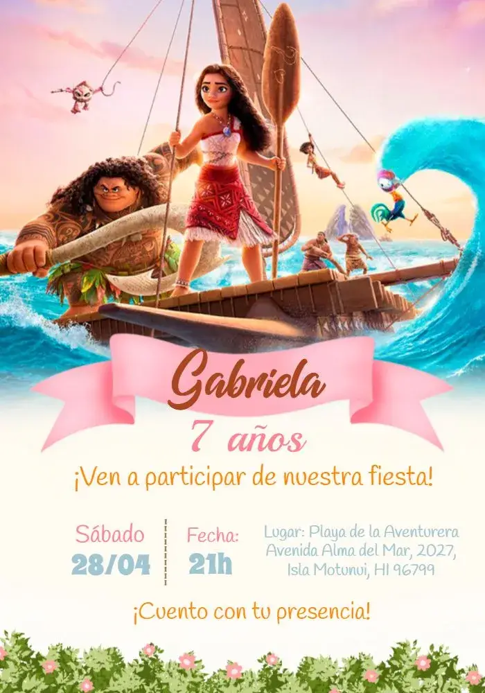 Invitación Moana 2 Maui