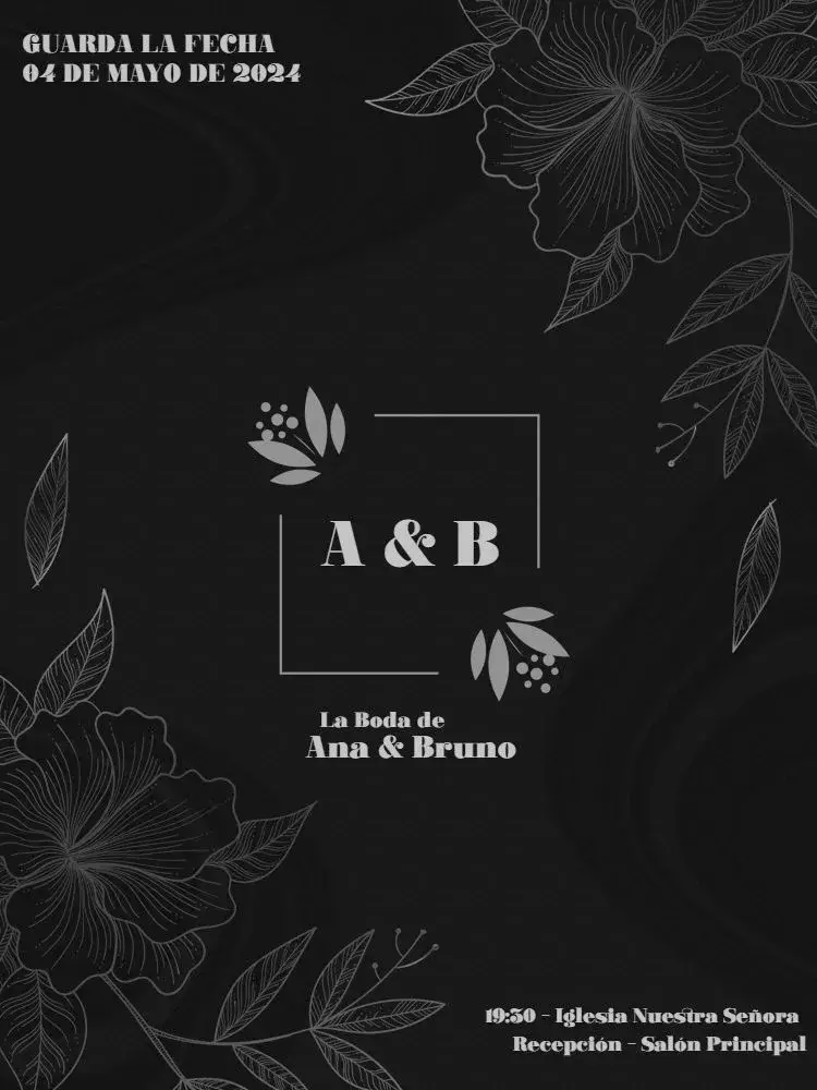 Invitación Boda Elegante Y Sofisticada Pareja