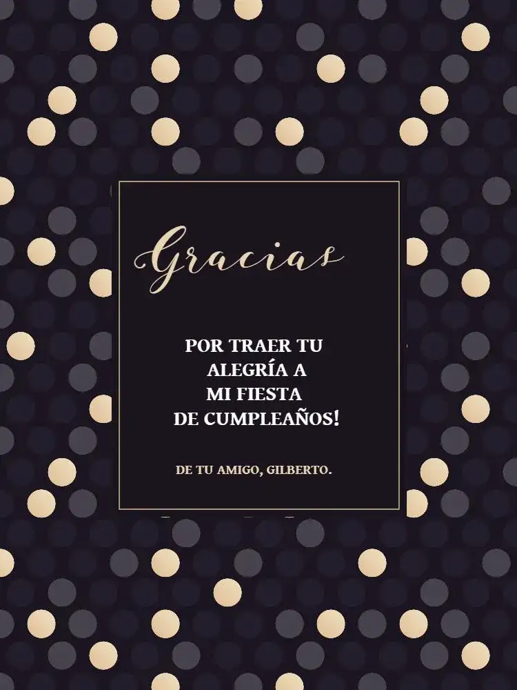 Tarjeta De Agradecimiento Presencia Dorada Infantil