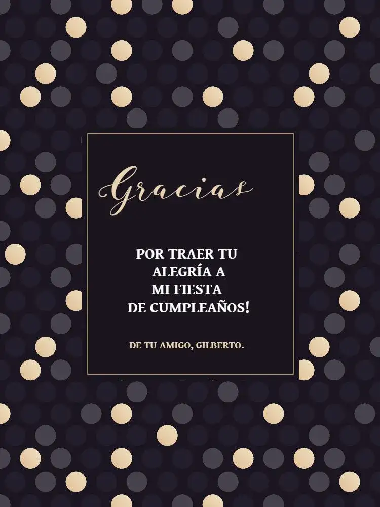 Invitación Tarjeta De Agradecimiento Presencia Dorada Infantil – tema Tarjeta dorado, oscuro, moderno, festivo, infantil, brillante