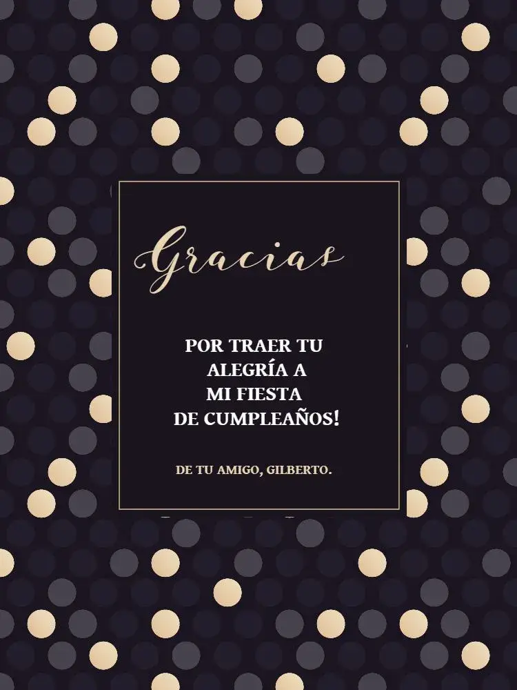 Invitación Tarjeta De Agradecimiento Presencia Dorada Infantil editable y personalizable