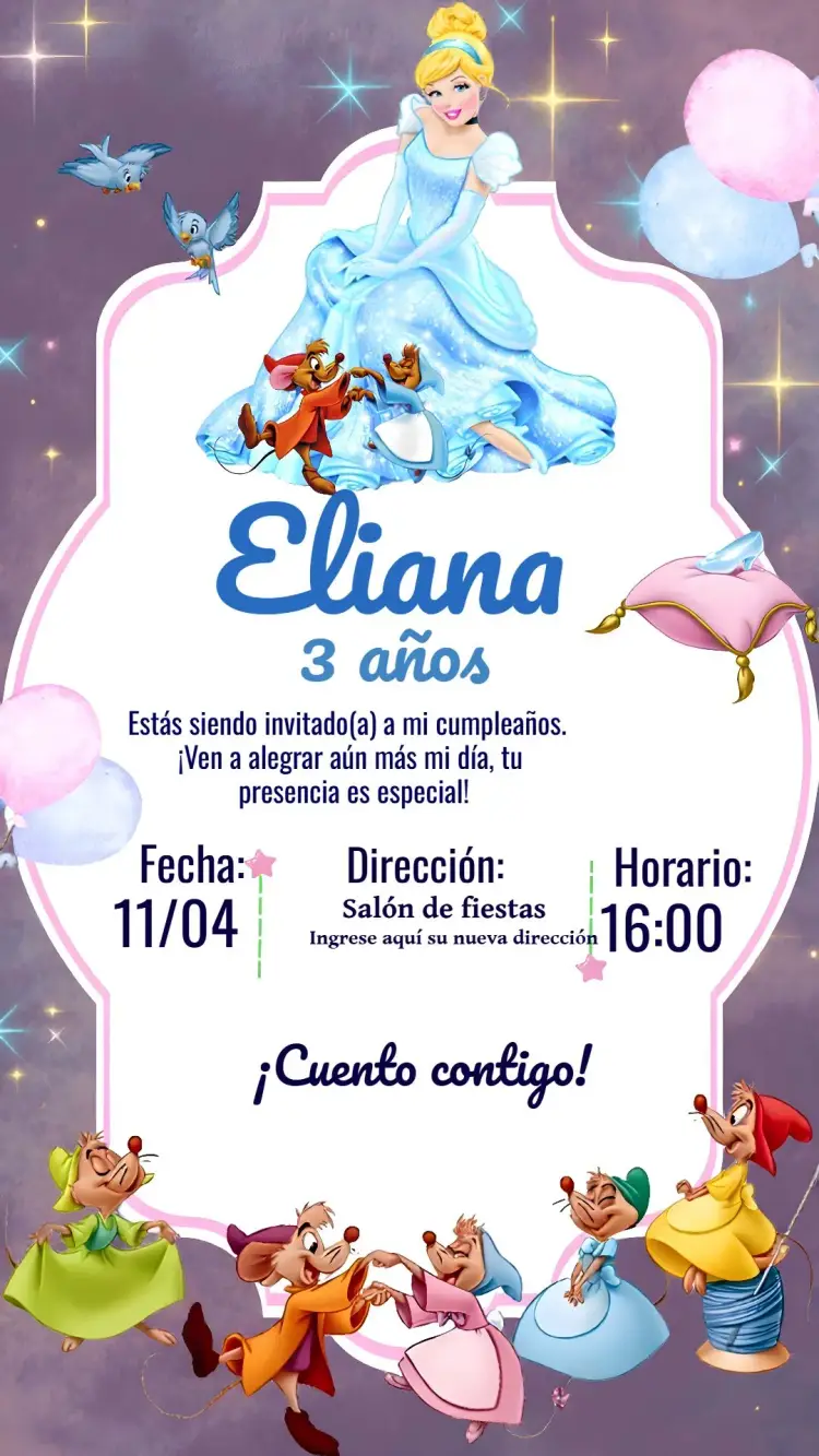 Invitación Cenicienta Azul
