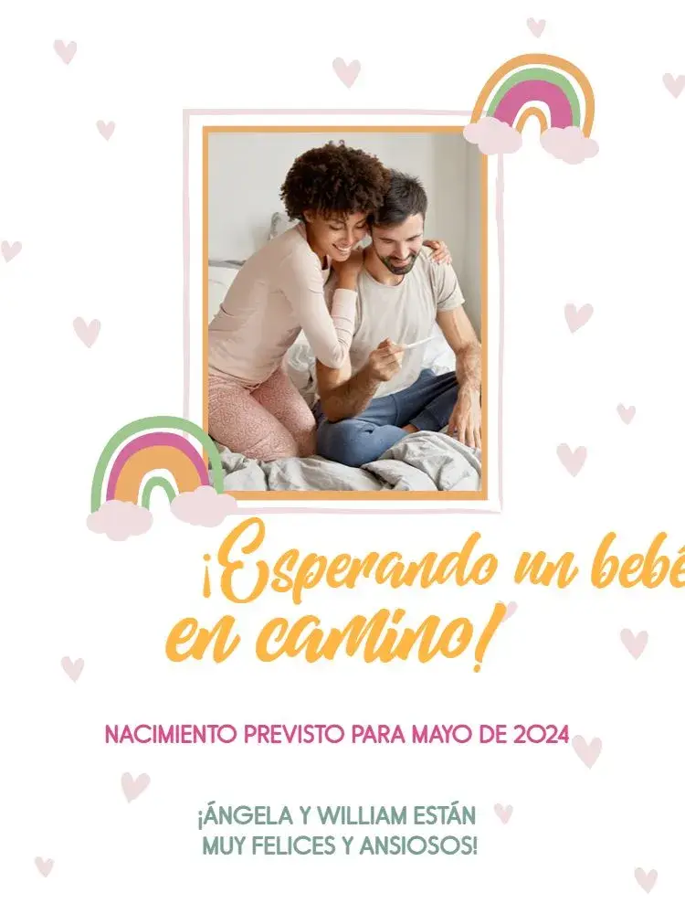 Invitación Tarjeta De Anuncio de Embarazo Con Foto Niña