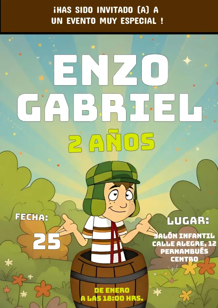 Invitación Chaves El Chavo Seu