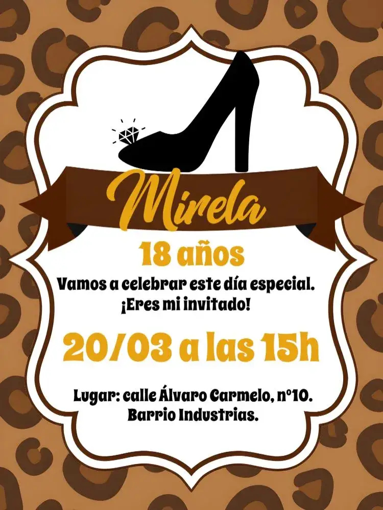 Invitación Oncinha Onça – tema Cumpleaños dorado, moderno, elegante, estampado animal, femenino