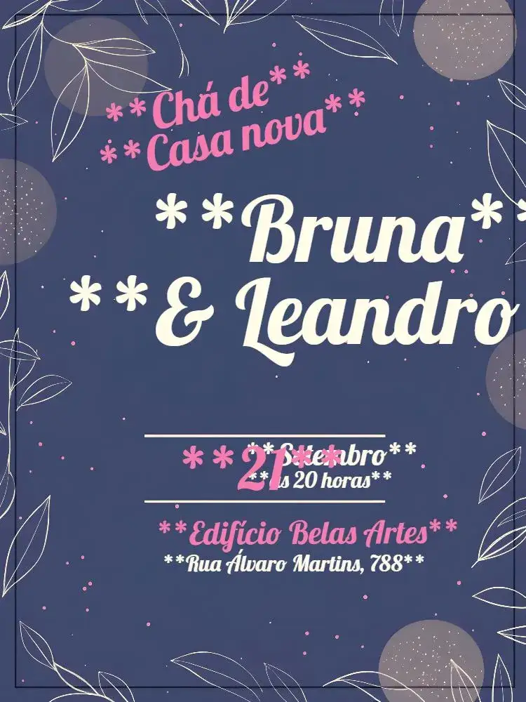 Invitación Chá De Casa Nueva Blanco – tema Despedida de Soltera blanco, azul, rosa, elegante, moderno, floral