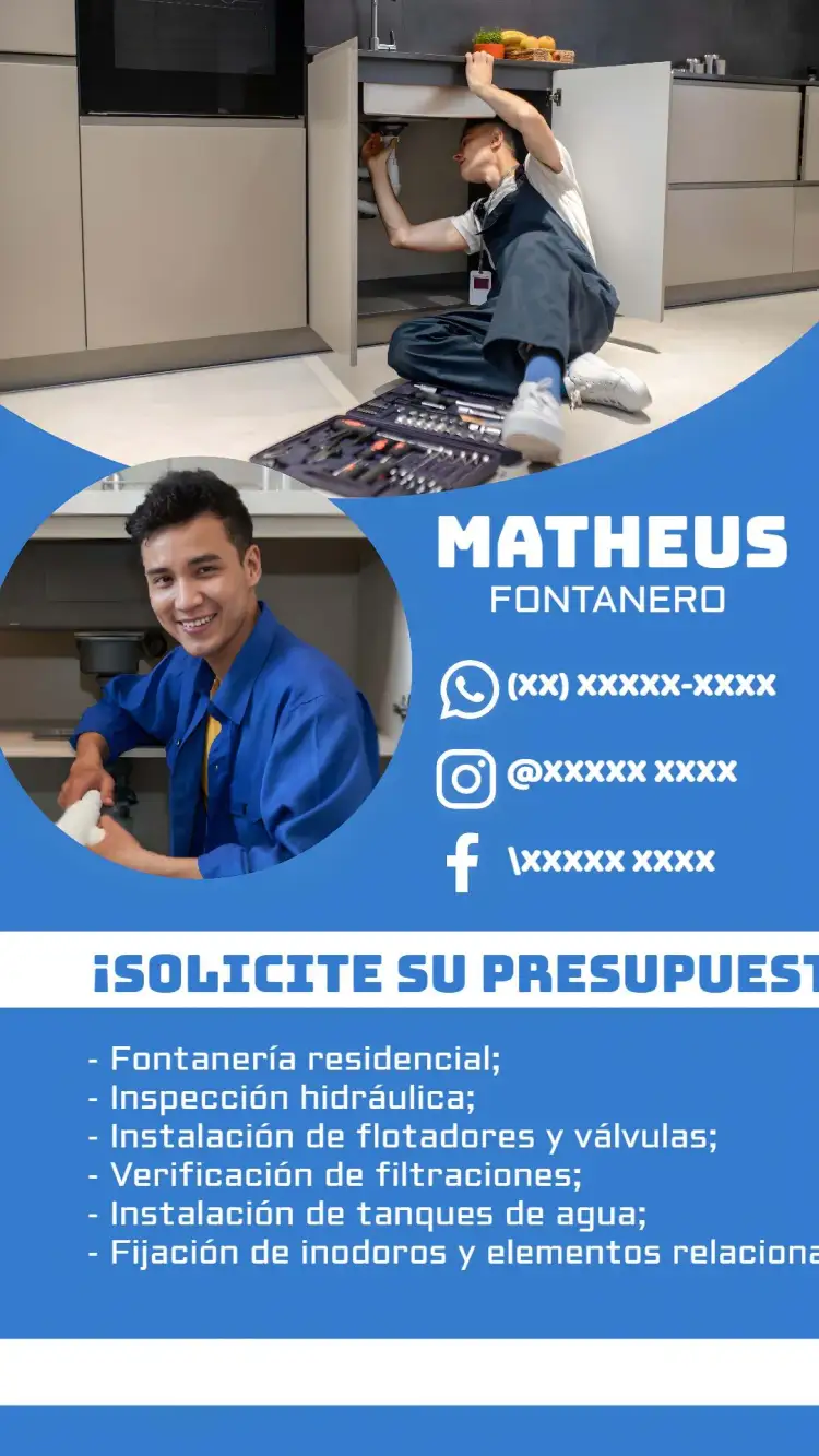 Invitación Tarjeta De Visita Digital para Fontaneros – tema Más buscados moderno, clean, azul, profesional, minimalista