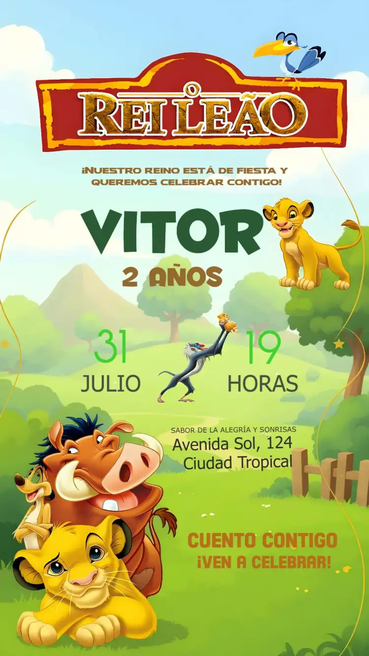 Invitación Rey León Timón