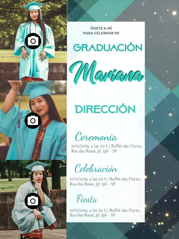 Invitación Graduación Con Fotos – tema Graduación verde, moderno, elegante, personalizable, fotográfico