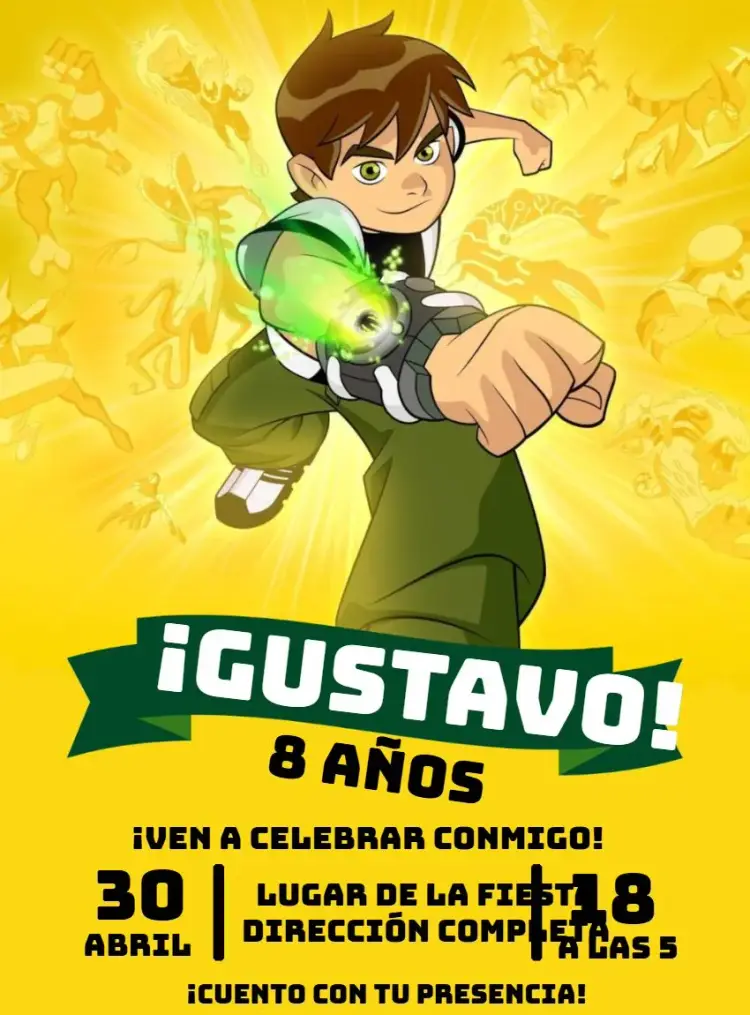 Invitación Ben 10 Monstruos