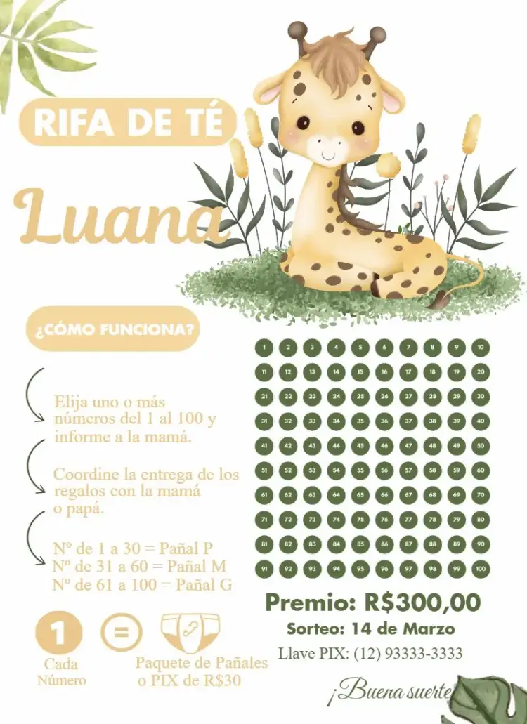 Invitación Girafita Safari editable y personalizable