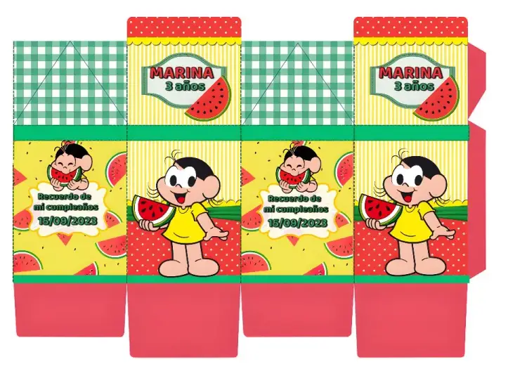 Invitación Caixa Milk Magali Turma Da Mônica Magali- editable y personalizable