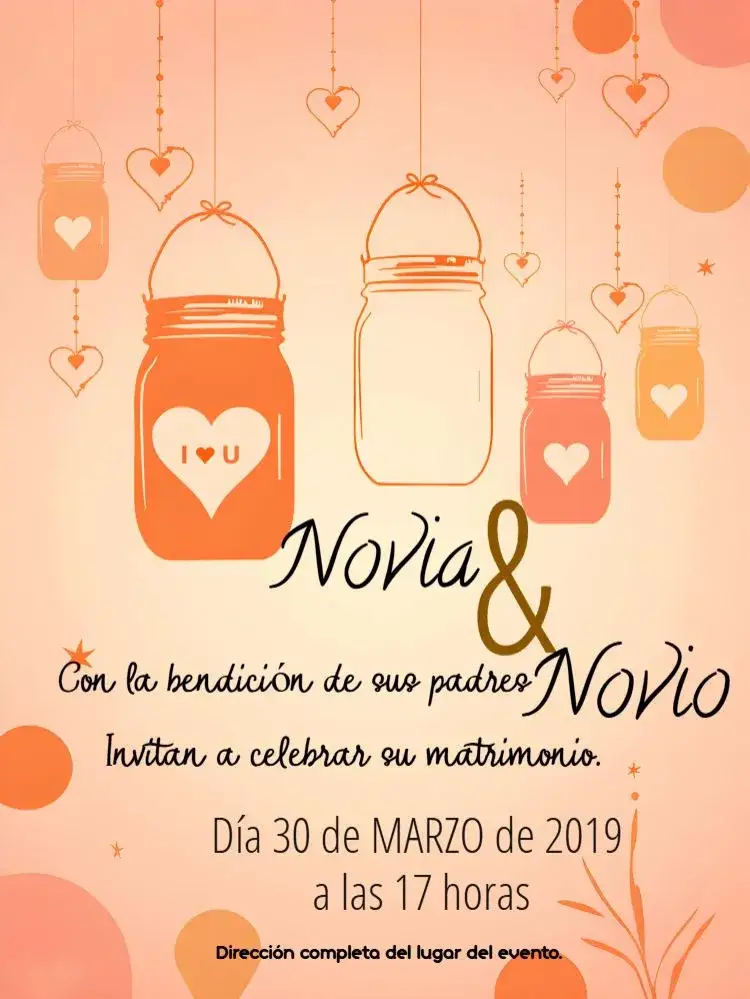 Invitación Boda en Jardín Romántico – tema Boda romántico, moderno, floral, naranja, natural, elegante