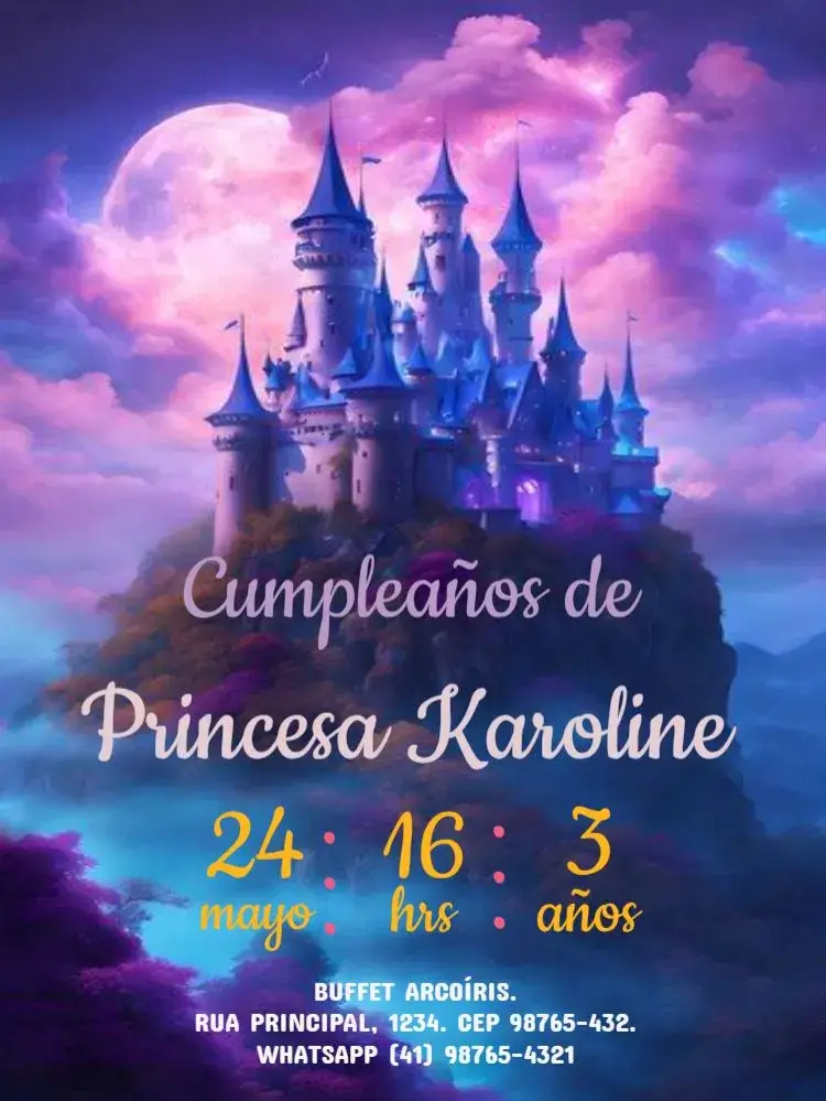 Invitación Castillo Princesa Para Editar Celebración