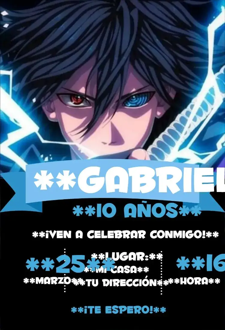 Invitación Sasuke 2 – tema Cumpleaños Infantil ninja, colorido, moderno, divertido, anime, jovial