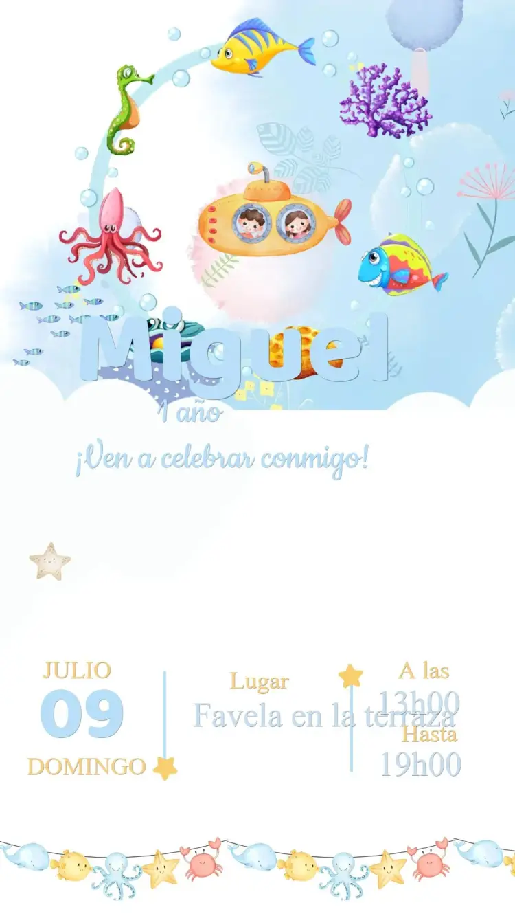 Invitación Cumpleaños Fondo del Mar