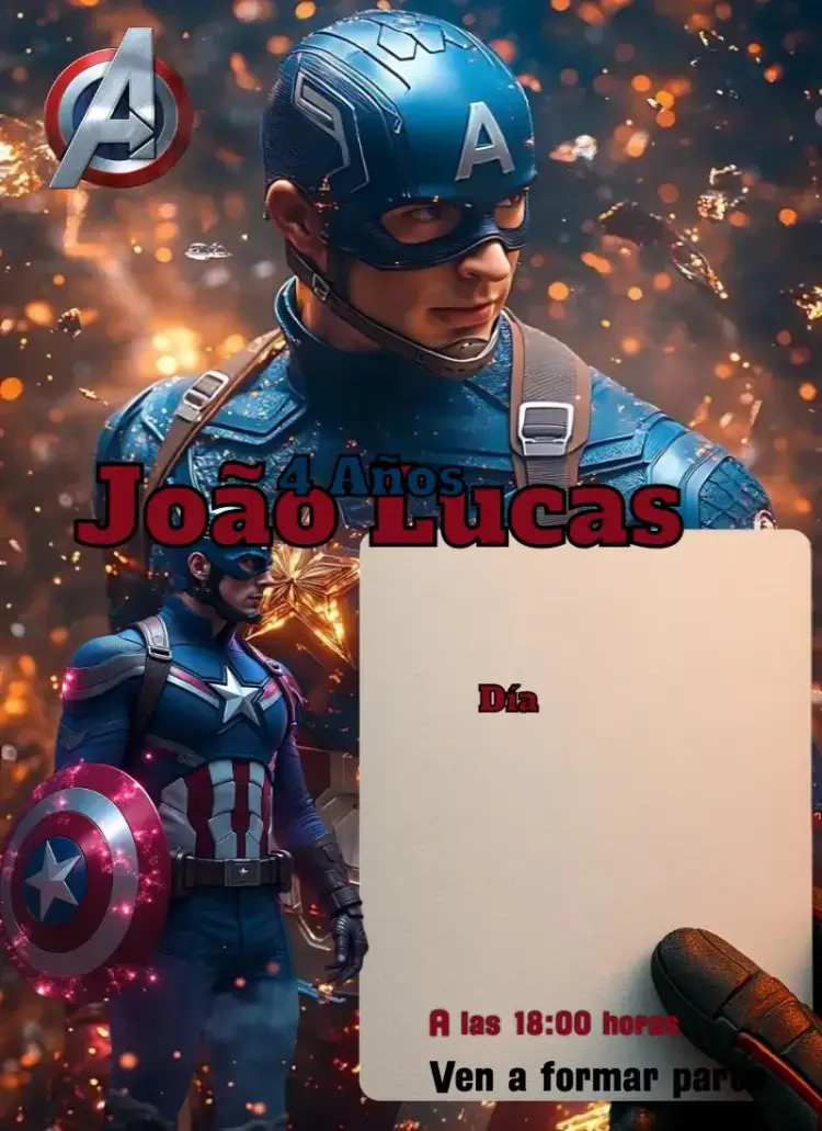 Invitación Capitán América - Superhéroe